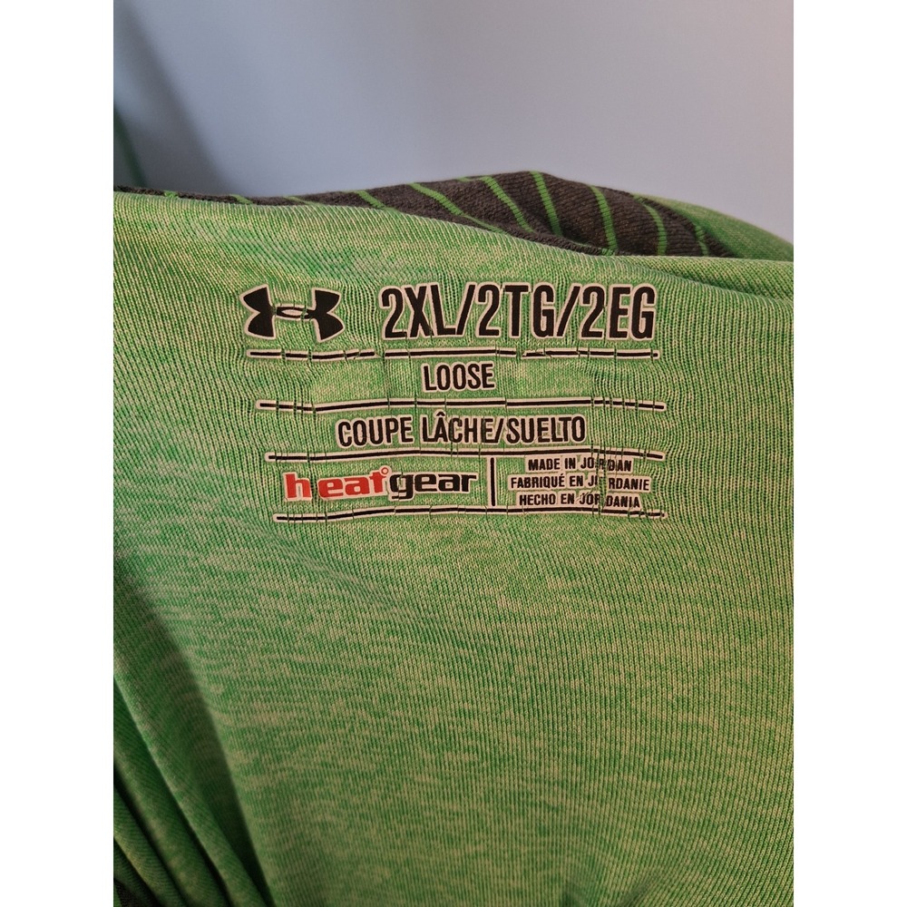Athletic Under Armour HeatGear Polo Mens 2XL Green Heathered Loose Short Sleeve - Picture 4 of 4